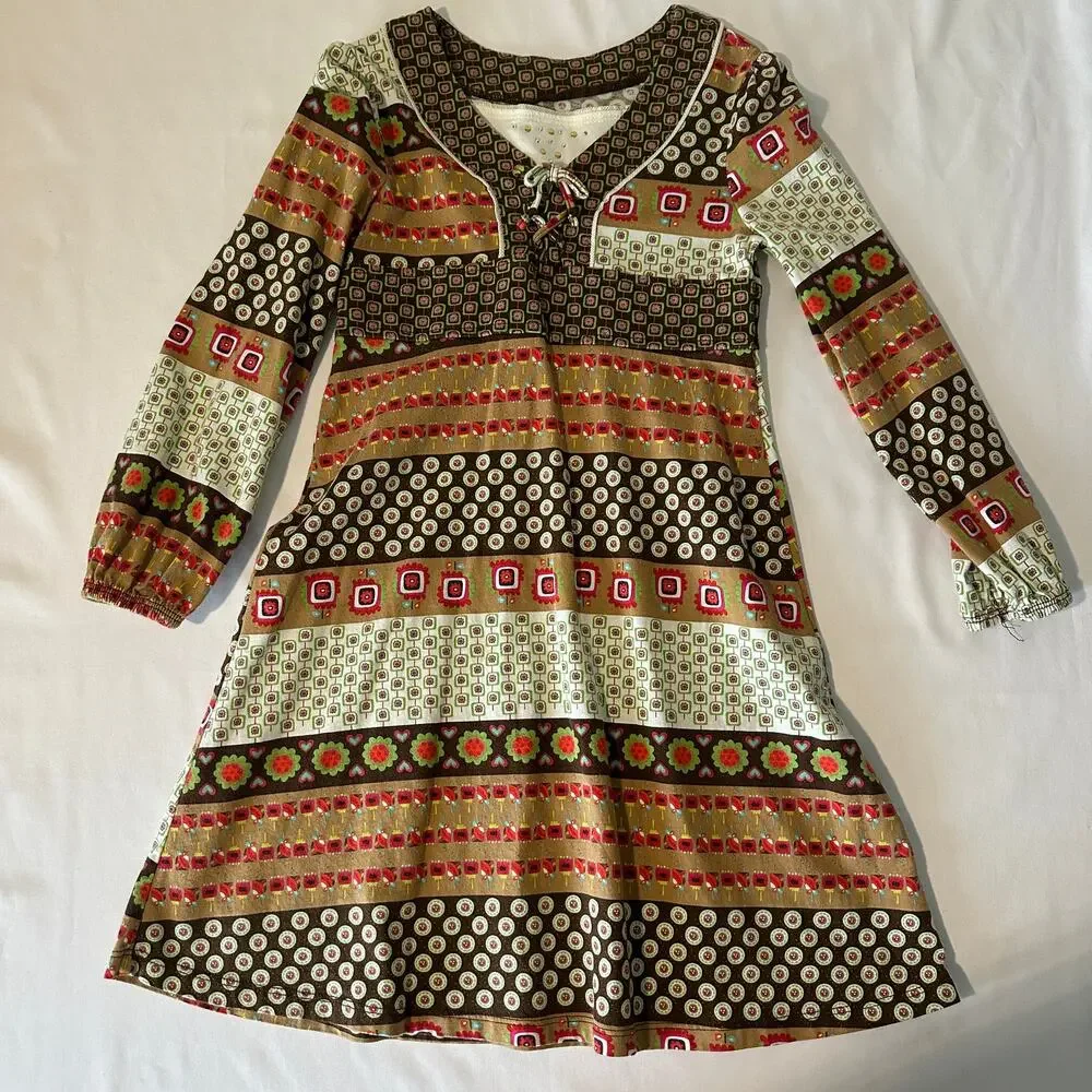 Vintage Y2K TCP The Children's Place Bohemian Long Sleeve Dress Sz 6